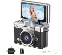 Mini Caméra Numérique avec écran LCD De 1,47 Pouce, Caméra Ccd Rétro 1080p, Objectif Rabattable, Caméscope Numérique for Enfants, Débutants, Voyages, Fêtes Et Vlogs, Enregistreur Vidéo(Black)