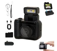 Mini Caméra Porte-Clés Rétro Gen.2, Format De Poche Amusant avec Une Touche Vintage avec Flash Rabattable À 90° Et Mode 6 Filtres, Écran HD 1080p, Facile À Capturer Le Moment Merveilleux (Black)