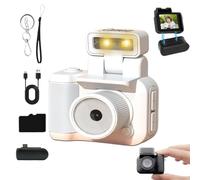 Mini Caméra Porte-Clés Rétro Gen.2, Format De Poche Amusant avec Une Touche Vintage avec Flash Rabattable À 90° Et Mode 6 Filtres, Écran HD 1080p, Facile À Capturer Le Moment Merveilleux (White)