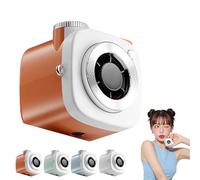 Mini Camera Shaped Portable Fan with Lanyard, Small Personal Quiet Desk Fans with 199-Speed Turbo Cooling, Cute Compact Handheld Fan Strong Airflow for Outdoor Office Desk Use (Orange)