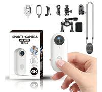 Mini Caméra Sport 4K Camera Sport Portable POV 120° Wide-Angle Caméra Sport avec Clip Arrière 360° Format Audio et Vidéo Enregistrement POV Mains Libres Action Cam pour Casque Cyclisme Et Moto (Blanc)