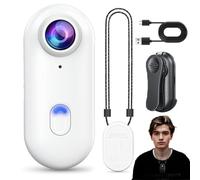 Mini Caméra Sport 4K, Caméras de Poitrine Portable, Action Cam avec Clip Rotatif 360° et Clip Magnétique, Caméra Sportive Étanche Mains Libres POV pour Vélo, Animaux, Vlogging et Sous-Marin(A-1080P)