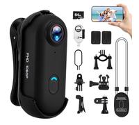Mini Caméra Sport avec 64GB, Camera 1080p avec Audio et Vidéo, Magnétique et Pince 360°, 120° Grand Angle Action cam Corporelle étanche avec Casque de Moto 13 Multifonction Accessoires