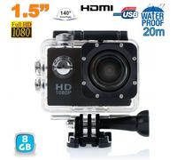 Mini Caméra Sport HD 1080P Étanche 30M Écran Photos Vidéo Angle 140° Noir 8 Go YONIS Noir G
