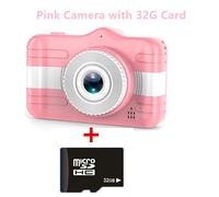 Mini Caméra Vidéo 1080P de 12MP et 3.5 Pouces pour Enfant,Jouet Mignon Avant et Arrière pour Touriste - Type Pink with 32g Card