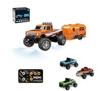 Mini camion monstre télécommandé, camion tout-terrain RC avec lumières, mini camions monstres RC à l'échelle 1/64, 2,4 GHz, avec remorque et télécommande