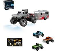 Mini camion monstre télécommandé, camion tout-terrain RC avec lumières, mini camions monstres RC à l'échelle 1/64, 2,4 GHz, avec remorque et télécommande