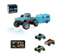 Mini camion monstre télécommandé, camion tout-terrain RC avec lumières, mini camions monstres RC à l'échelle 1/64, 2,4 GHz, avec remorque et télécommande