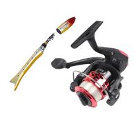 Mini caña de pescar en hielo, carrete de pesca con juego de línea de 50M, caña giratoria telescópica, poste de pesca de carpa de fundición