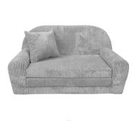 Mini Canapé Enfant Rosalia FORTIS - Convertible en Velours Côtelé Gris Clair - Style Scandinave et Housse Lavable