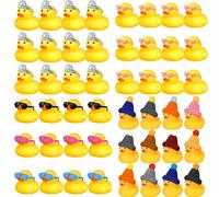 Mini canards en caoutchouc avec 12 lunettes de soleil, chapeaux, vêtements de sauna, écharpe, petits jouets de croisière, cadeau en vrac, 12 pièces 12 Set