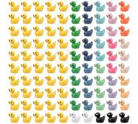 Mini Canards Lot de 100 Résine Jouets Miniatures en Petit Caneton Jaune Statuette Décorative Gateau Colorée pour Enfant Maison Table Bureau Chambre Jardin Accessoire de Micro-Paysage