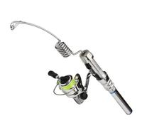 Mini canette de pêche légère Portable entièrement en métal élastique Mini-Canne à pêche et Bobine de Poche Non glissée résistante à la Rouille pour la Glace du lac River, tiges Ultra-légères