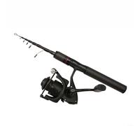 Mini canne à pêche portable ultra légère en fibre de carbone de 150 cm-160 cm avec pointe Sen-sitive en acier inoxydable Support K pour pêche de précision (-Noir)