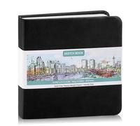 Mini carnet de croquis de poche à couverture rigide, 12,7 x 12,7 cm, mini carnet de croquis carré de 44,5 kg/160 g/m², petit carnet de croquis de voyage pour adultes, artistes, idéal pour cadeau (noir