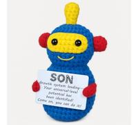 Mini carte positive faite à la main en crochet pour fils, cadeau d'anniversaire de père, mère, maman - Rentrée scolaire, Halloween, Thanksgiving, remise de diplôme pour garçon, adolescent, beau-fils