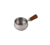 Mini casserole compacte en acier inoxydable avec poignée en bois, adaptée pour faire fondre du fromage, du chocolat et chauffer de petites portions (argent, 60 ml)