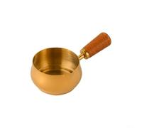 Mini casserole en acier inoxydable avec poignée en bois pour verser les sauces et les huiles, idéale pour faire fondre le beurre et chauffer le lait (doré, 120 ml)