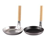 Mini casserole sans bâton en bois droit poignée plate à fond plat poêle pochée à œuf petite friture 17 cm, a (a) Vision