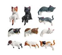 Mini Cat Figurines - 10 Pieces Realistic Adorable Cat Ornaments | Cute Dashboard Car Accessories for Trailer, RV, Truck, Automotive, Sedan, Pickup, Bedroom, Living Room, Computer, Office, Home Decor