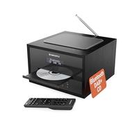 Mini Chaîne HiFi CD Radio Dab+ | Lecteur CD Bluetooth avec Haut-parleurs 40W | Radio Réveil avec Double Alarme, 99 Stations | USB, AUX, MP3 | Télécommande Incluse | Oakcastle DAB400