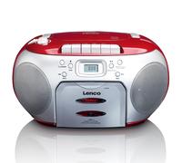 MINI CHAINE HIFI RADIO FM PORTABLE LECTEUR CD-CASSETTE ROUGE GRIS