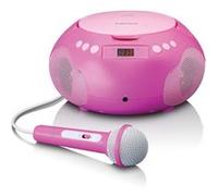 MINI CHAINE HIFI RADIO/LECTEUR CD PORTABLE AVEC. MIC ROSE