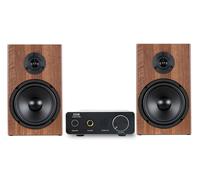 Mini Chaîne HiFi Système Haut Parleur Stereo 2-Voies Set Amplificateur Marron