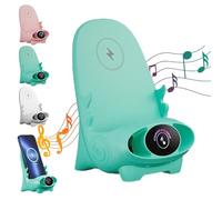 Mini chaise sans fil chargeur rapide multifonction 3 en 1 chargeur sans fil portable avec fonction haut-parleur pour tous les téléphones (vert)