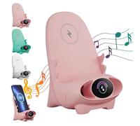 Mini chaise sans fil chargeur rapide multifonction 3 en 1 chargeur sans fil portable avec fonction haut-parleur pour tous les téléphones (rose)
