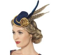 Mini Chapeau Bleu Et Or Avec Plumes Femme Fête De La Bière Taille Unique Bleu