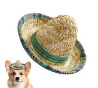 Mini chapeau de fête mexicain tressé à bord large, costume pour chien, mini chapeau mexicain, décoration photo pour enfants, fournitures de fête colorées pour anniversaire