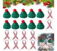 Mini Chapeau De Noël, 20 Pièces Min-i Chapeaux de Noël et Écharpe, M-ini Bonnet de Noe-l, M-ini Foulard De No-ël, Chapeau de Bouteille de vin, Mini Bonnet Tricot de N-oël, pour Poupées, Noë-l Fête