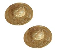 Mini chapeau de paille 2 pièces 2x1 pouce à large bord tressé mini chapeaux chapeaux de paille réalistes pour l'artisanat, bouteilles vin, décorations, bijoux/accessoires poupée, pour l'artisan