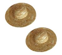 Mini chapeau de paille 2 pièces 2x1 pouces à large bord tressé mini chapeaux chapeaux de paille réalistes pour l'artisanat, bouteilles vin, décorations, bijoux/accessoires poupée, chapeau
