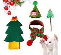 Mini chapeau de Père Noël - peluche, chien boule blanche, Foster Closer Bond | Ensemble de bonnet d'écharpe, chapeaux de Noël, décoration de costume de Noël pour chats et petits chiens