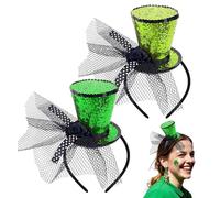 Mini chapeau haut-de-forme - Mini chapeau haut de forme en maille pailletée - Accessoire de déguisement pour fête des années 1920, accessoire de costume d'Halloween pour femmes et filles (A-2 pièces)