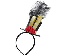 Mini Chapeau Haut-de-forme Noir, Serre-tête, Bibi, Chapeau Haut-de-forme En Plumes D'autruche, Accessoire De Costume De Maître De Cérémonie Pour Cirque, Fête, Goûter, Halloween, Carnaval, Mardi Gras,