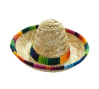 Mini chapeau mexicain - 16 x 16 x 8,5 cm - Tissé authentique - Mini chapeau de paille - Décoration de costume - Décoration pour animaux domestiques, , fêtes d'anniversaire et
