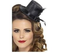 Mini Chapeau Noir Avec Ruban Et Plume - Noir noir G