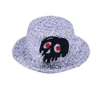 Mini chapeau, pinces à cheveux, chapeaux de fête à clipser - Accessoires décoratifs pour Halloween, cosplay, Halloween, crâne, casquettes de cheveux, Chapeau rouge argenté 02, Taille unique