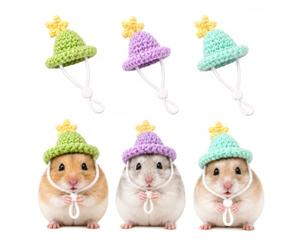 Mini chapeau pour petits animaux de compagnie, crochet étoile casquette avec sangle réglable, accessoires pour hamster pour photos de hérisson, cochon d'Inde