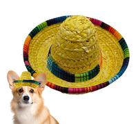 Mini Chapeau Sombrero - Design en Paille Tissée, Bandeau À Large Bord, Sangle Réglable, Léger Et Confortable | Idéal pour Les, Animaux De Compagnie, Chiens, Chats, Lapins, Fêtes Costumées, Ann