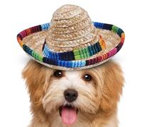 Mini Chapeau Sombrero - Design en Paille Tissée, Bandeau À Large Bord, Sangle Réglable, Léger Et Confortable | Idéal pour Les, Animaux De Compagnie, Chiens, Chats, Lapins, Fêtes Costumées, Ann