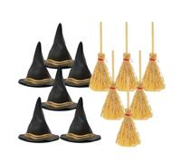 Mini Chapeaux De Sorcière pour L'artisanat - Hat De Sorcière Artisanat, 1 Ensemble De Décoration Miniature Balai pour Le Adulte pour pour Poupées Maison Bébé Filles