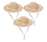Mini Chapeaux pour Animaux, Maintien Stable, 3 Pièces, Bambou, Kaki | Sangle Mentonnière Élastique Réglable, Protection Douce du Crâne, Usage Extérieur, pour Chiots et Oiseaux