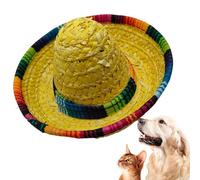 Mini Chapeaux Sombrero - Chapeaux Mexicains Tissés pour Fête,Déguisement à Large Bord pour Anniversaire Chiens Célébrations Extérieur