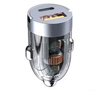 Mini chargeur de voiture transparent 120 W double port charge rapide compatible avec type C (B)