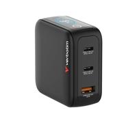 Mini chargeur secteur Verbatim avec écran x2 USB C + x1 USB A 100w (Noir)
