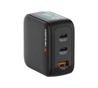 Mini chargeur secteur Verbatim avec écran x2 USB C + x1 USB A 65w (Noir)